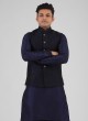 Navy Blue Nehru Jacket Suit For Wedding